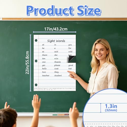 Meetory Giant Magnetic Dry Erase Notebook Paper, 17" x 22"