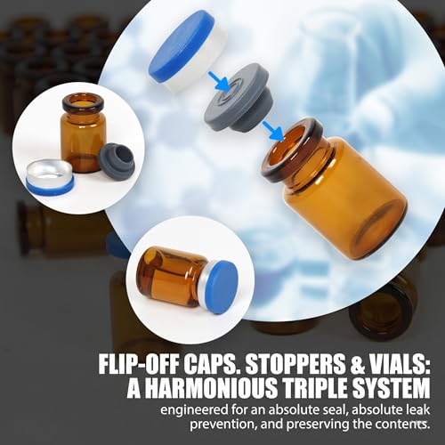 100 Pack 3ml Amber Glass Vials with Caps – 1 Dram Lab Headspace Vials - color: Amber Vial Blue Cap, size: 3ml-20mm