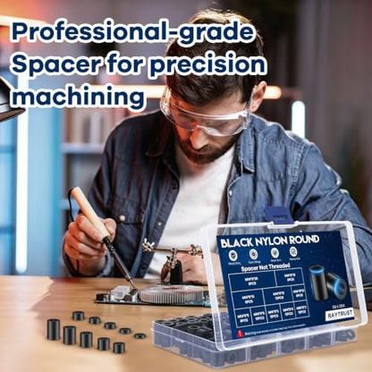 100Pcs M8 Plastic Spacers for Screws, Non-Threaded Plastic Round Spacer Assortment Kit, High-Strength Standoffs for Electrical Outlets, 3D Printers, ID 8mm OD 14mm, 3mm to 20mm Lengths,Black - size: M8 100pcs