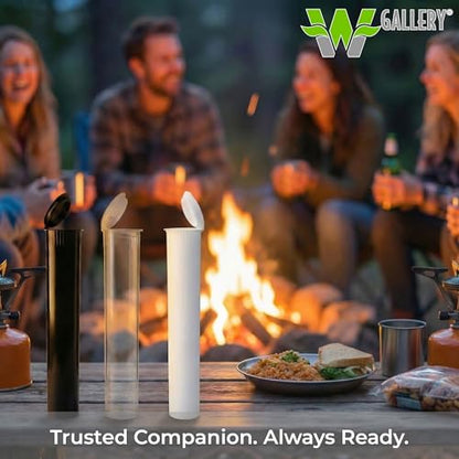 W Gallery 50 Clear 98mm Open Cap Pop Top Tubes, Airtight Pill Bottles