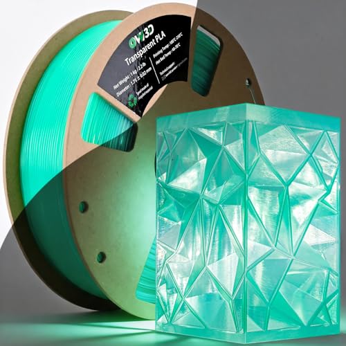 OVV3D 3D Printer Filament Transparent PLA Filament 1.75mm, Clear Green Printing, +/- 0.02 mm, Fits Most FDM 3D Printers, Translucent 3D Filament 1kg Spool - color: Translucent Green Clear