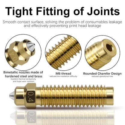 5 Pack CC/CC2 Nozzle 0.2mm 2 * 0.4mm 0.6mm 0.8mm for Elegoo Centauri Carbon 3D Printer, High Flow Brass-Hardened Steel Nozzle with High Thermal Conductivity Wear Resistance for Centauri Hotend - color: 5 Pack Nozzle Kit