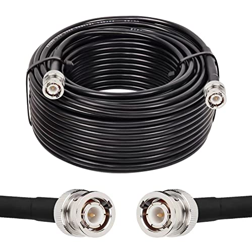 MOOKEERF BNC Male to Male Coax Cable 60ft, 50 Ohm RG58 Coaxial Cable With Connectors - size: 60FT