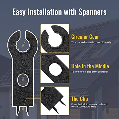 BougeRV 12 PCS Solar Connector Solar Panel Cable Connectors Solar Panel Connectors Kit Solar Connector with Spanners IP68 Waterproof 6 Pairs Male/Female (8AWG) - size: 6 Pairs 8AWG Male/Female & 1 pair of spanners
