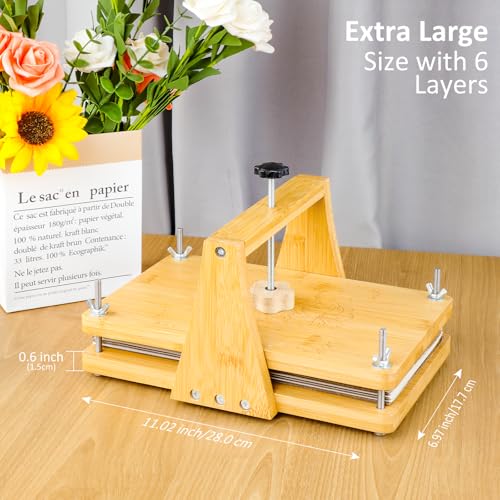 MeRGBWLife Large Bamboo Flower Press Kit – 6 Layers, 11"x7" Even Pressure Plant Press for Adults, DIY Flower & Leaf Preservation for Arts, Crafts, and Dried Plant Projects - size: 11"x7"