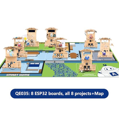 ACEBOTT 8-Piece Set ESP32 STEM Smart Home Education Kit Compatible with Arduino, STEM Robotics Science Kits for Kids Age 12+, Engineering Projects STEAM Activities Gifts 12+ Year Old Boys Crafts - color: 8 Piece Esp32 Stem Education Kit