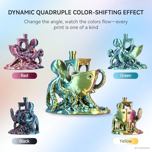 JAYO Silk Quad Color PLA 3D Printer Filament 1.75mm, 1.1kg - color: Silk Quad Red Yellow Green Black, size: 1.1KG