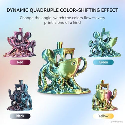 JAYO Silk Quad Color PLA 3D Printer Filament 1.75mm, 1.1kg - color: Silk Quad Red Yellow Green Black, size: 1.1KG