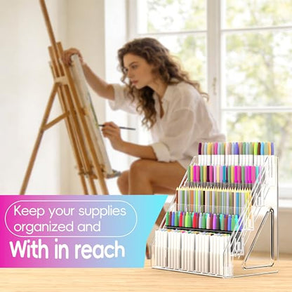 150 Slots Marker Organizer, 5 Tier Acrylic Marker Storage Rack