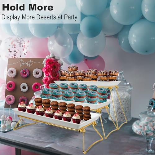 Czlizdyt Extra Large 3 Tier Serving Tray Set, 24x22x9.7 inch - color: Gold