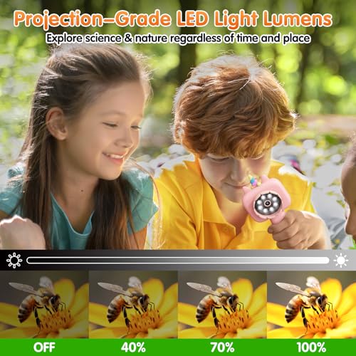 Kids Microscope, 2.4" Screen 600X Handheld Digital Microscope for Kids - color: pink