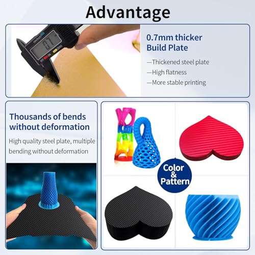 FYSETC Ender-7 Build Plate Upgrades - 280x280mm PET PEI Spring Steel Sheet - QID1 X-Plus 3 Smooth Textured Print Bed: Double sided Hotbed Cover with Magentic Base for Filament PLA PETG 3D Printer Part
