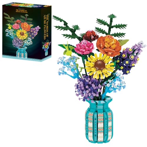 39150 The Words of Azure Flowers Building Blocks Flower Set, 1853 Pieces of Floral and Plant Series Block Sets, Adult Creative Enthusiast Model Gifts, Can be Used for Room Decoration - color: A4