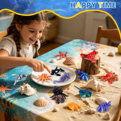 3D Printed Sea Animal Devilfish 12 Pack Flexible Ocean Desk Decor Set - size: Marine Animals (Devilfish), style: 12 PCS