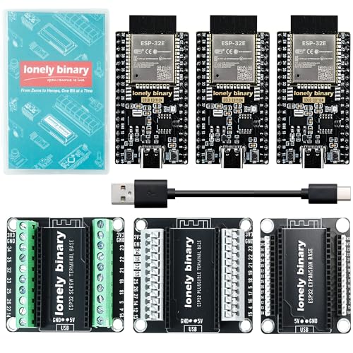 Lonely Binary 3-Pack ESP32 Gold WiFi BT 3 Expansion Bases for C++