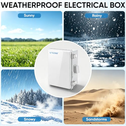 TICONN Outdoor Electrical Box with Ventilation Holes, IP65 Junction Box - color: Off-white, size: 8.7"x6.7"x4.3"
