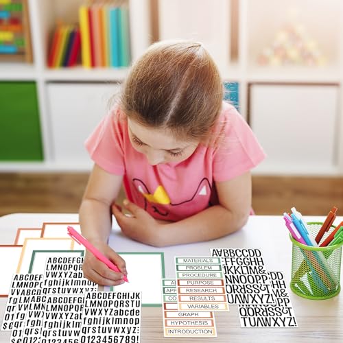 PerKoop 36 Sheets Science Fair Board Poster Boards Supplies 24 Self Adhesive Presentation Subtitles 4 Science Fair Project Titles 8 Personalized Letter Sticker for Classroom(Boho Color) - color: Boho Color