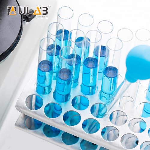 ULAB Scientific Test Tube with Tube Rack, Z Shape Stainless Steel Tube Rack, Suitable for Tubes of Dia.≤16mm, 10pcs of 16ml Cylindrical Glass Test Tubes with Flange stoppers, UTR1002 - style: Z shape & 10pcs of 16ml glass tubes