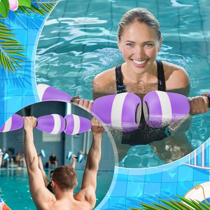 Seenelling Water Aerobics Set for Adults Neoprene Swim Gloves 2 Foam Aquatic Dumbbells Pool Exercise Equipment Water Weights for Aquatic Fitness Low Impact Pool Workouts - color: Purple