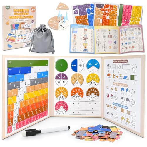 Magnetic Fraction Book, Montessori Fraction Math Manipulatives for Kids - size: 8.8 × 21.9 in