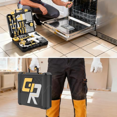 GRENPRO 188PCS Yellow Cordless Drill Tool Set For Men Tool Kit For Home Box - style: Yellow Power Drill Set 188PC