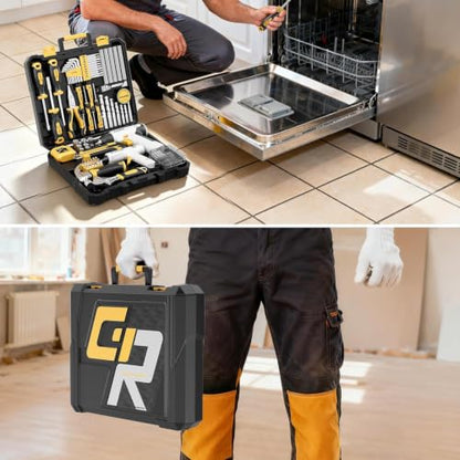 GRENPRO 188PCS Yellow Cordless Drill Tool Set For Men Tool Kit For Home Box - style: Yellow Power Drill Set 188PC