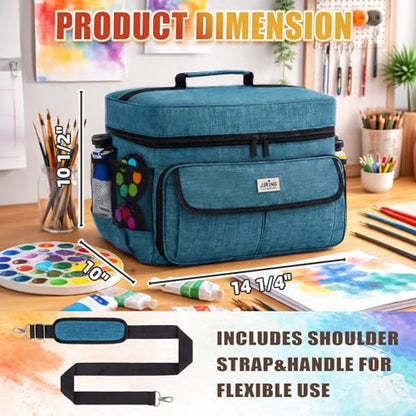 JJRING Acrylic Paint Organizer Bag With Adjustable Dividers, Green - color: Green