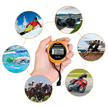 Vicloon Digital Simple Stopwatch - Large Display, Single Lap Split, 12/24 Hour Clock Alarm Date for Coaches, Kids' Training, Swimming, Running (Orange) - color: Orange