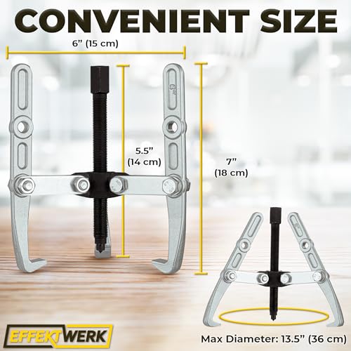 E•Werk - 3 Jaw Gear Puller - 6" - Wheel Bearing Removal Kit for Tight Pulley, Flywheel & Brake Disc - Heavy-Duty Separator w/Reversible Jaws for Automotive Maintenance & Vehicle Repairs