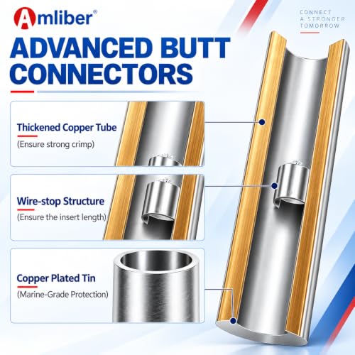 420PCS Non Insulated Butt Connectors with Crimping Tool, 24-8 AWG - style: 420 PCS Non Insulated Connectors With Crimper