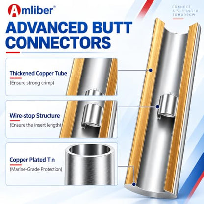 420PCS Non Insulated Butt Connectors with Crimping Tool, 24-8 AWG - style: 420 PCS Non Insulated Connectors With Crimper