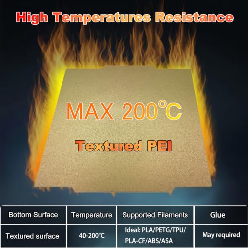 266x293mm Build Plate Double Sided Sheet Textured PEI Build Plate Flexible Removable Spring Steel Heated Printing Bed Platform for Flashforge Creator 5/5 Pro 3D Printer - size: 266x293mm