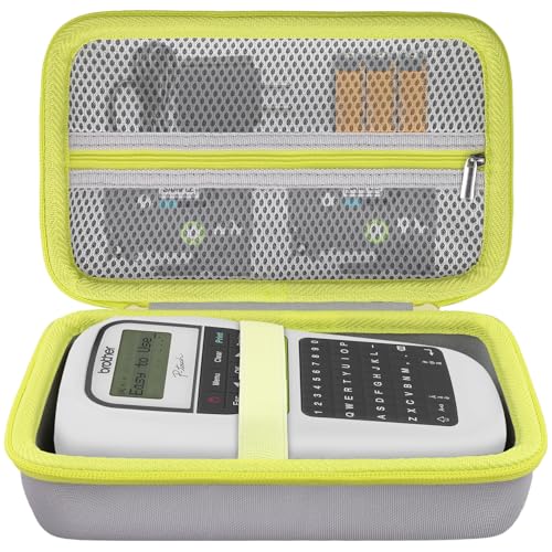 Hard Case for Brother PTouch PTH110BP/PTH110/PTH111 Pro Label Printer - color: Gray Case,Green Zipper, size: for P-Touch PTH110/PTH111 Pro