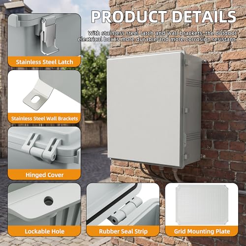 Joinfworld Outdoor Electrical Box 24.8"x20.9"x9.8" Weatherproof IP67 - size: 24.8"x20.9"x9.8"