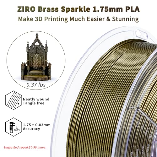 ZIRO Slow Color Gradient 1.75mm PLA, Fit Most 3D Printer, Brass Sparkle - color: Brass Sparkle