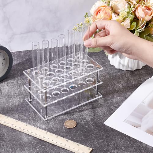 UNICRAFTALE 1 Set 18-Holes Acrylic Test Tube Holder Rack Lab Supplies Rectangle Clear Test Tube Rack Round Holes Test Tube Holder Hole 17mm for Test Tubes Chemistry Laboratory 3.43x6.1x3.39 Inch - size: 15.5x8.7x8cm