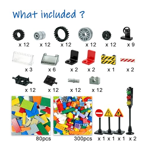 600Pcs Classic Bricks with Wheels &Baseplates Creative MOC Car Parts Block - color: Gray2