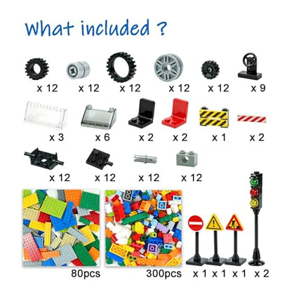 600Pcs Classic Bricks with Wheels &Baseplates Creative MOC Car Parts Block - color: Gray2
