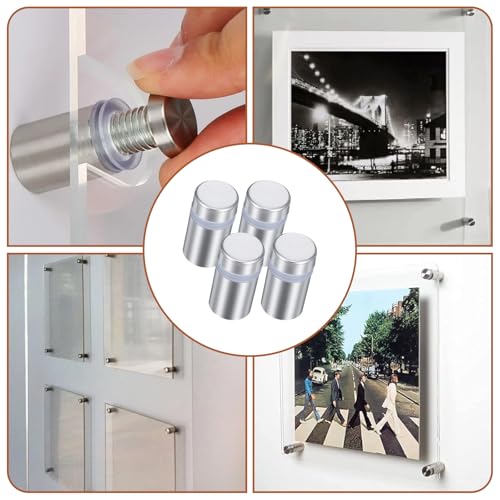 100PCS 1/2 x 3/4 Inch Stainless Steel Standoff Screws, Metal Standoff Pin Wall Sign Mounting Hardware for Hanging Picture Frame, Acrylic, Glass, Advertising Fixing Nail - color: 100pcs