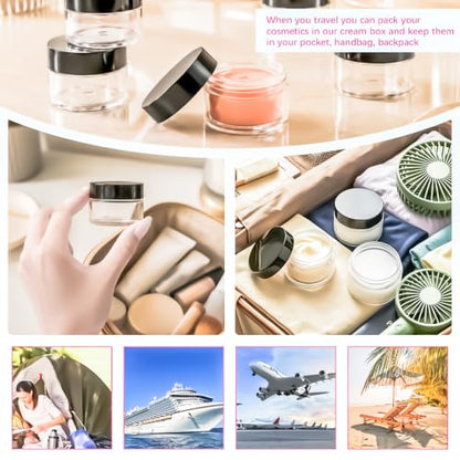 15 Pack 1oz Plastic Jars Round Clear Containers with Lids, 30ml Small Cosmetic Jars Makeup Containers, 1ounce Slime Jar Travel Cosmetic Container for Cream Salves Sample Lip Balm Lotion,Black - color: Black, size: 1oz-15pack