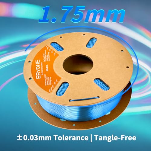 ERYONE Silk PLA Filament for 3D Printer 1.75mm +/- 0.03mm, Shiny Filament 1kg (2.1lbs)/Spool, Silk Blue - color: Silk Blue, size: Silk Pla-1kg