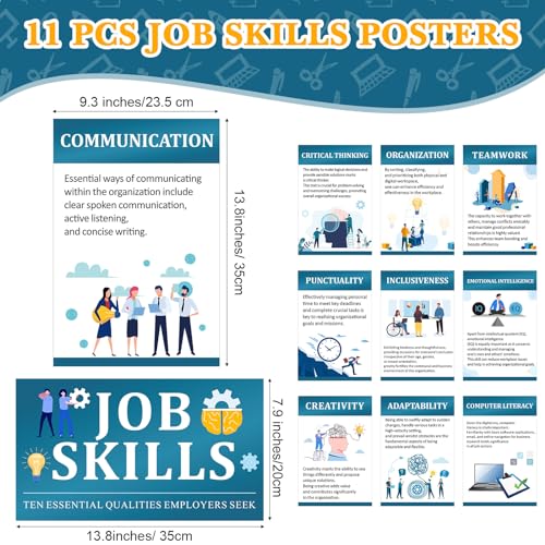 Outus 11 Pcs Job Skills Posters High School College Classroom Decorations - style: Classic