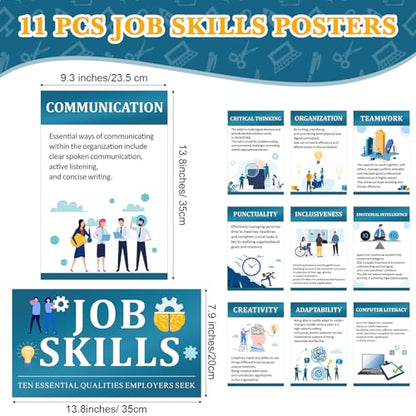 Outus 11 Pcs Job Skills Posters High School College Classroom Decorations - style: Classic