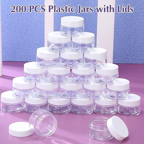 200 Pcs 1 oz Plastic Containers Jars with Lids, White - color: White, size: 1 oz