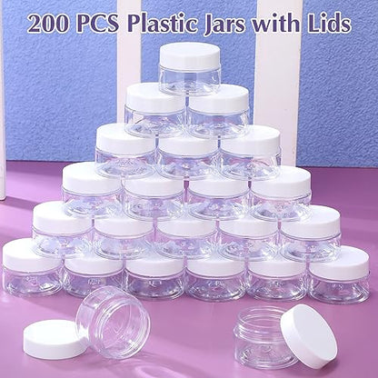 200 Pcs 1 oz Plastic Containers Jars with Lids, White - color: White, size: 1 oz