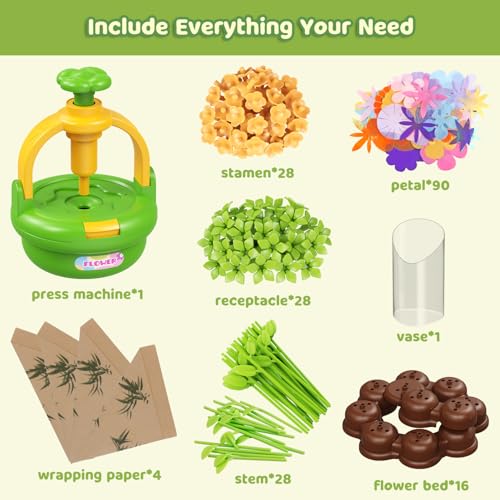 TingingYuli Flower Press Kit for Kids, DIY Flower Bouquet Maker, Ages 4-8 - color: Green