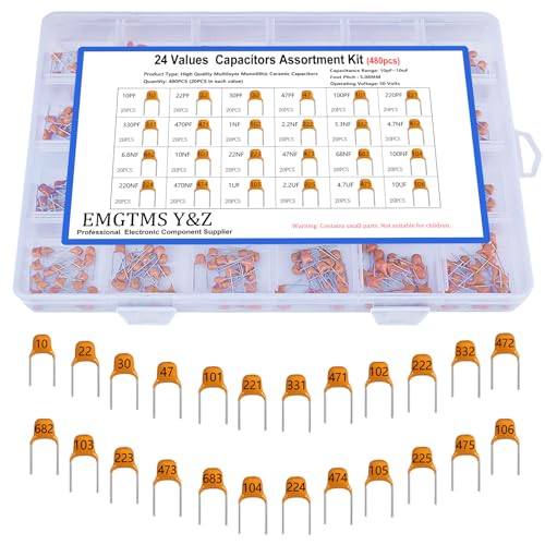 24 Values 480pcs Multilayer Monolithic Ceramic Capacitor Assortment Kit