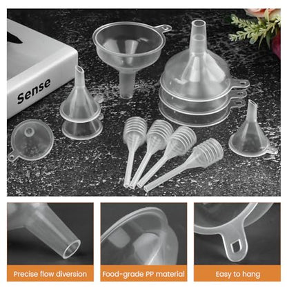 Small Funnel Kit 12 Pack, 3 Sizes Tiny Funnels for Filling Small Bottles