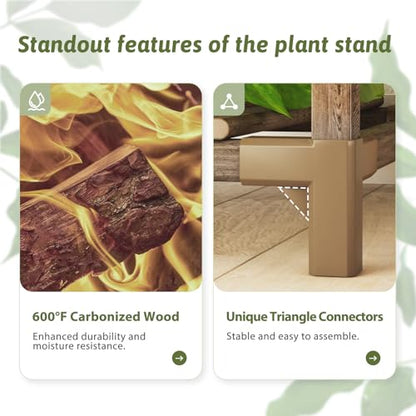 Bamworld Plant Stand with Grow Lights Large Plant Shelf Indoor Hanging Plants