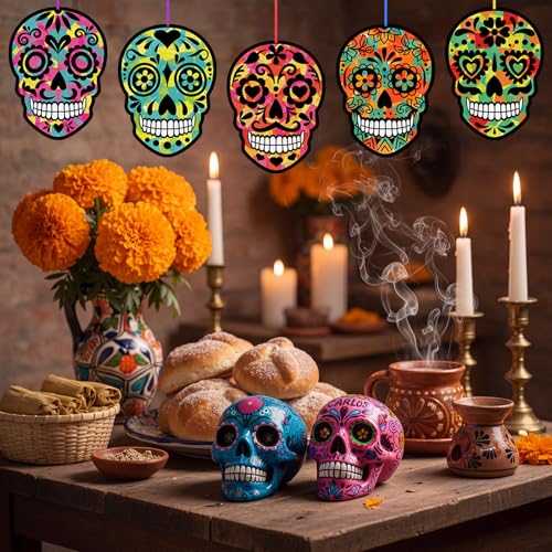Eersida 32Set Dia De Los Muertos Crafts Kits Sugar Skull Suncatcher DIY Art - style: Day of the Dead